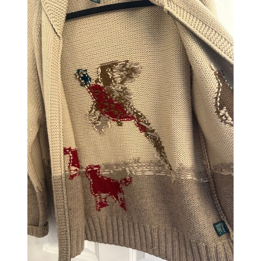 Vintage Lauren Ralph Lauren Hand Knit Wool Cowichan Sweater Hunting Cardigan M - Picture 6 of 14